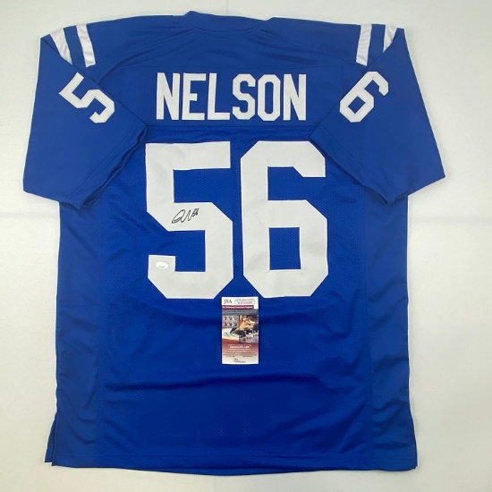 Autographed/Signed Quenton Nelson Indianapolis Blue Football Jersey JSA COA