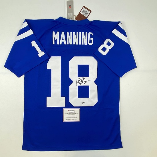 Autographed/Signed Peyton Manning Indianapolis Colts Authentic Blue Football Jersey Fanatics COA