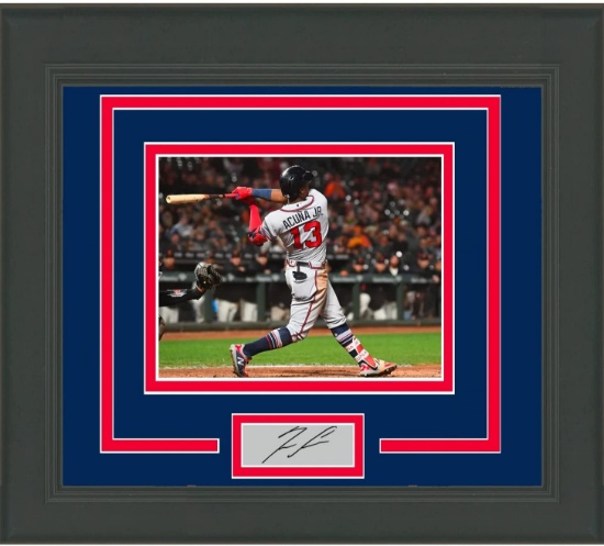 Framed Ronald Acuna Jr. Facsimile Laser Engraved Signature Auto Atlanta Braves 14x17 Baseball Photo