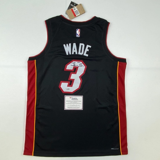 Autographed/Signed Dwyane Wade Miami Heat Black Authentic Basketball Jersey Fanatics COA