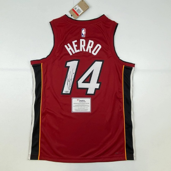 Autographed/Signed Tyler Herro Miami Heat Red Authentic Basketball Jersey Fanatics COA
