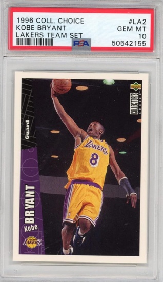 Graded 1996-97 Collector's Choice Kobe Bryant #LA2 Lakers Team Set Rookie RC Card PSA 10 Gem Mint