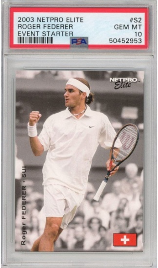 Graded 2003 Netpro Roger Federer #S2 Event Starter Rookie RC Tennis Card PSA 10 Gem Mint
