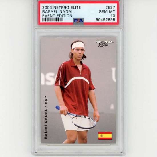 Graded 2003 Netpro Elite Rafael Nadal #E27 Event Edition Rookie RC Tennis Card PSA 10 Gem Mint