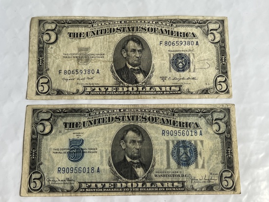 1934 & 1953 $5 Silver Certificates