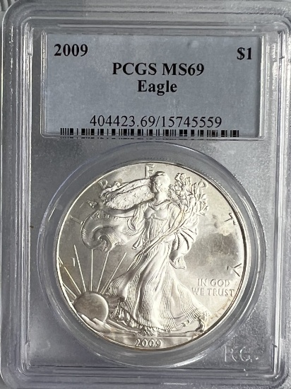 2009 1 oz $1 American Silver Eagle MS 69 PCGS