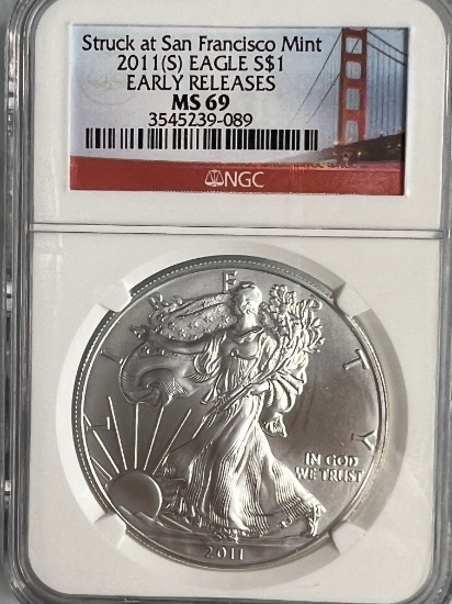 2011 S 1 oz $1 American Silver Eagle MS 69 NGC