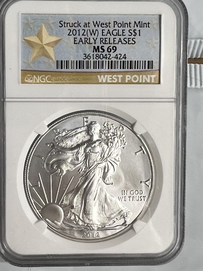 2012 W 1 oz $1 American Silver Eagle MS 69 NGC