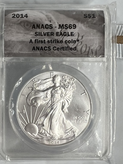 2014 1 oz $1 American Silver Eagle MS 69 ANACS First Strike