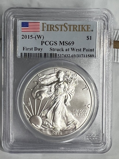 2015 W 1 oz $1 American Silver Eagle MS 69 PCGS