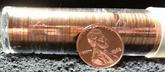 Roll of 50 1962 Lincoln Cents Proof