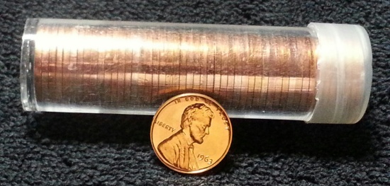 Roll of 50 1963 Lincoln Cents Proof