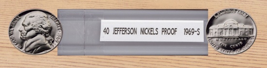 Roll of 40 1969 Proof Jefferson Nickels