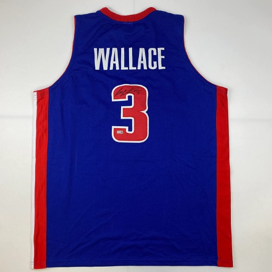 Autographed/Signed Ben Wallace Detroit Blue Basketball Jersey Steiner COA