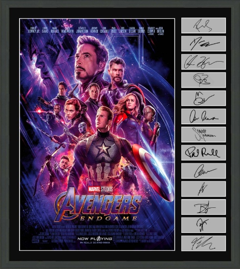 Products Framed Marvel Avengers Endgame Laser Engraved Facsimile Autographs 16.5x18.5 Matted