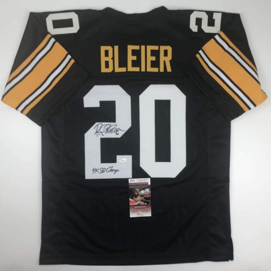 Autographed/Signed Rocky Bleier 4x SB Champ Pittsburgh Black Football Jersey JSA COA