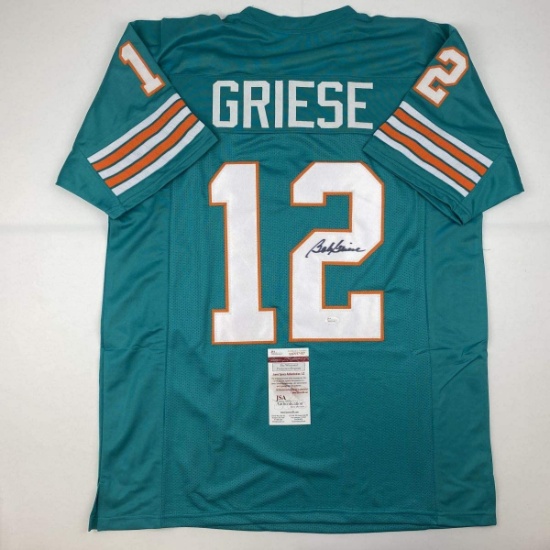 Autographed/Signed Bob Griese Miami Teal Football Jersey JSA COA