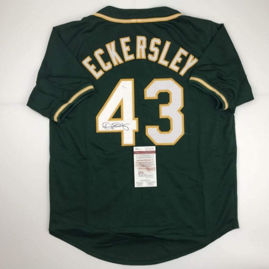 Autographed/Signed Dennis Eckersley Oakland Green Baseball Jersey JSA COA