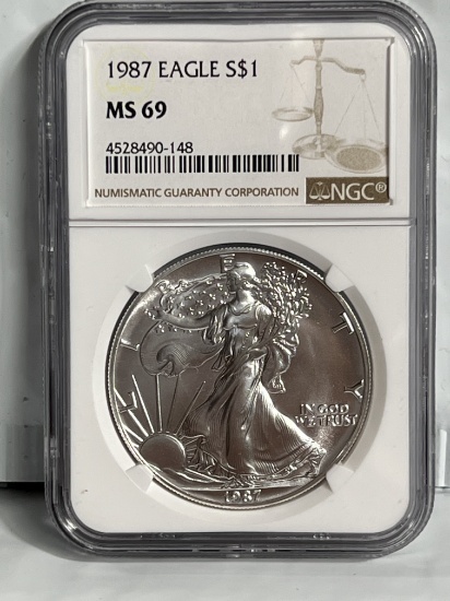 1987 1 oz $1 American Silver Eagle MS 69 NGC