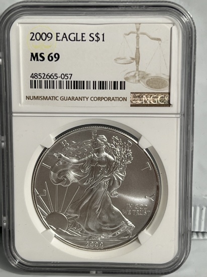 2009 1 oz $1 American Silver Eagle MS 69 NGC