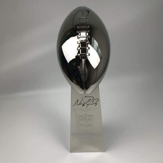 Autographed/Signed Nick Foles Full Size Replica Super Bowl 52 LII Lombardi Trophy Eagles BAS COA