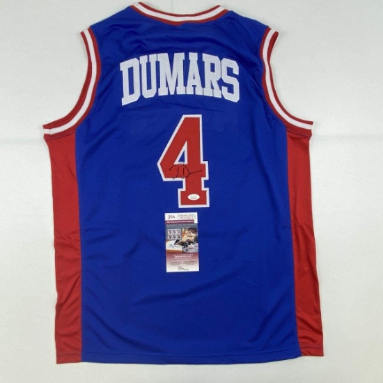 Autographed/Signed Joe Dumars Detroit Blue Basketball Jersey JSA COA