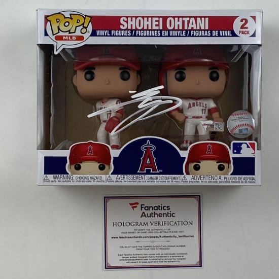 Autographed/Signed Shohei Ohtani Los Angeles Angels of Anaheim Funko Pop Figurine Fanatics COA Auto