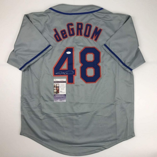 Autographed/Signed Jacob DeGrom New York NY Grey Baseball Jersey JSA COA