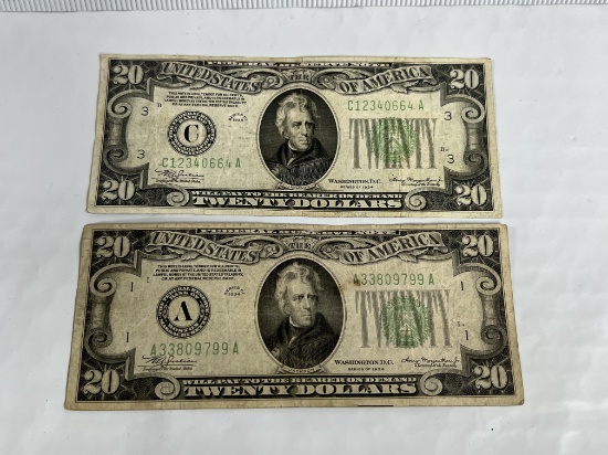(2) 1934 $20 Federal Reserve Note