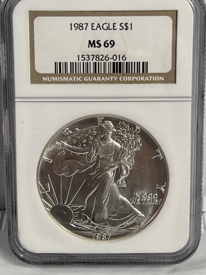 1987 1 oz $1 American Silver Eagle MS 69 NGC