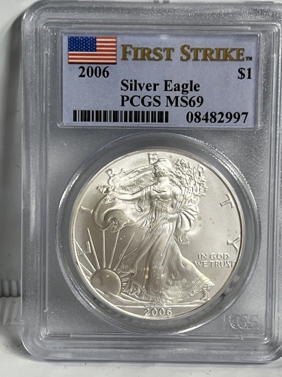 2006 1 oz $1 American Silver Eagle MS 69 PCGS