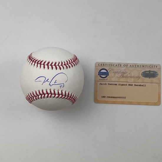 Autographed/Signed Jacob DeGrom Rawlings Official Major League Baseball ROML Steiner Sports COA