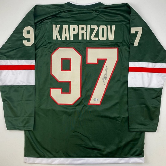 Autographed/Signed Kirill Kaprizov Minnesota Green Hockey Jersey Beckett BAS COA