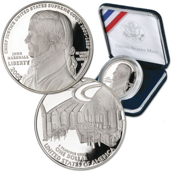 2005 John Marshall Silver Dollar PROOF BOX & COA