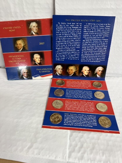 2007 Philadelphia & Denver Presidential $1 Uncirculated Dollars 8 Coins