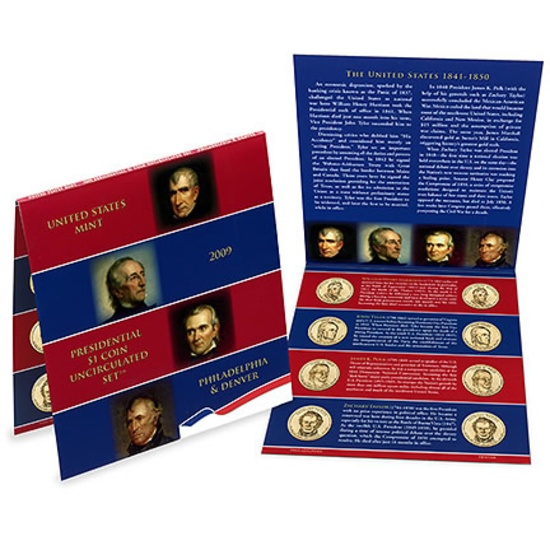 2009 Philadelphia & Denver Presidential $1 Uncirculated Dollars 8 Coins