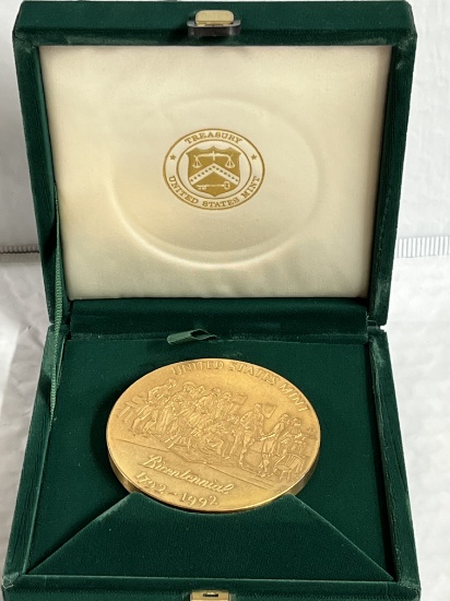 3" US Mint Bicentennial 1792-1992 Bronze Medal W/ Velvet Case & Box