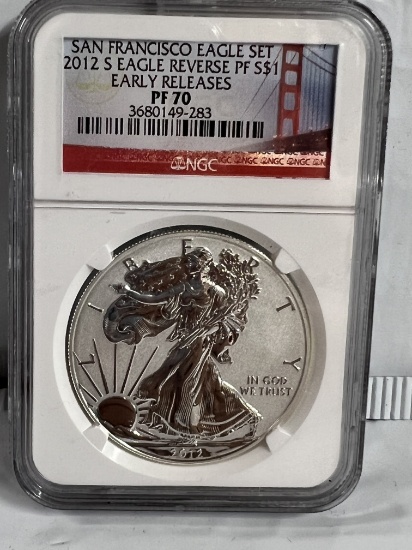 2012 S 1 oz Silver Eagle REVERSE PROOF Early Releases PF 70 NGC