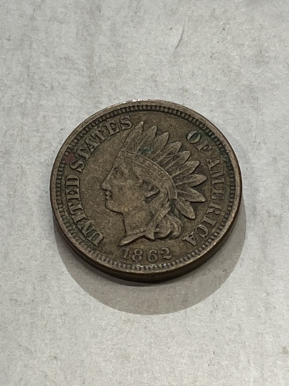 1862 Copper Nickel Indian Head Cent VF++