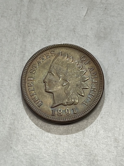 1891 Indian Head Cent AU+