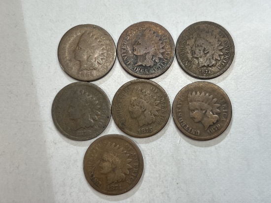 1864-1865-1873-1874-1875-1878-1879 Indian Head Cents