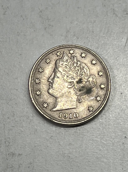 1910 Liberty Head V Nickel VF/EF