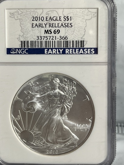 2010 1 oz $1 American Silver Eagle MS 69 NGC