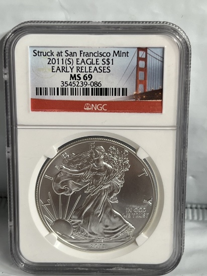 2011 S 1 oz $1 American Silver Eagle MS 69 NGC