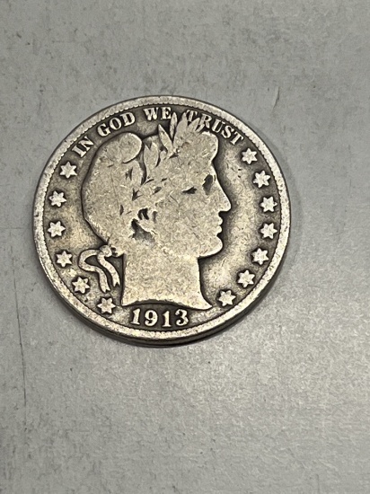 1913 D Barber Half Dollar VG