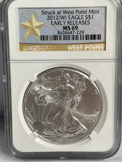 2012 W 1 oz $1 American Silver Eagle MS 69 NGC