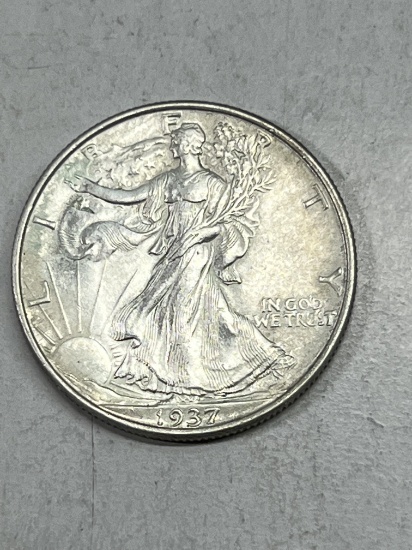1937 Walking Liberty Half Dollar AU