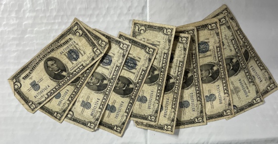 (10) 1934  $5 Silver Certificates