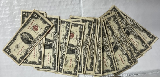 (25) 1953 $2 Red Seal Notes