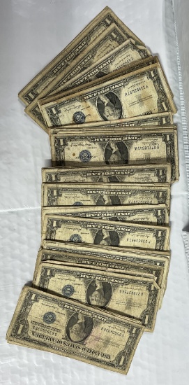 50 $1 Silver Certificates - Heavily Worn